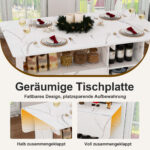 Rectangular Foldable Mobile Dining Table 110x70x80 cm, Multifunctional with 5 Storage Shelves and 5 Casters - Image 13