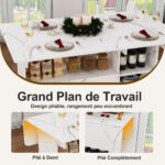Rectangular Foldable Mobile Dining Table 110x70x80 cm, Multifunctional with 5 Storage Shelves and 5 Casters - Image 14
