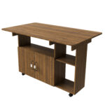 Rectangular Foldable Mobile Dining Table 110x70x80 cm, Multifunctional with 5 Storage Shelves and 5 Casters - Image 19