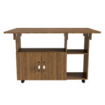 Rectangular Foldable Mobile Dining Table 110x70x80 cm, Multifunctional with 5 Storage Shelves and 5 Casters - Image 21