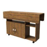 Rectangular Foldable Mobile Dining Table 110x70x80 cm, Multifunctional with 5 Storage Shelves and 5 Casters - Image 3