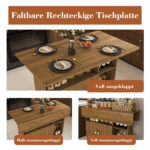 Rectangular Foldable Mobile Dining Table 110x70x80 cm, Multifunctional with 5 Storage Shelves and 5 Casters - Image 7