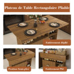 Rectangular Foldable Mobile Dining Table 110x70x80 cm, Multifunctional with 5 Storage Shelves and 5 Casters - Image 8