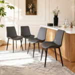 Modern Dining Chairs, PU Leather Dining Chairs with Carbon Steel Legs for Home, Restaurant