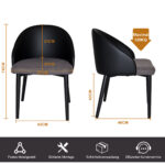 Modern Dining Chair with Ergonomic Black PU Leather Backrest, Breathable Gray Mesh Seat - Image 3