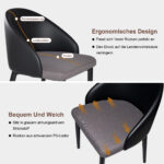 Modern Dining Chair with Ergonomic Black PU Leather Backrest, Breathable Gray Mesh Seat - Image 5