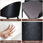 Modern Dining Chair with Ergonomic Black PU Leather Backrest, Breathable Gray Mesh Seat - Image 7