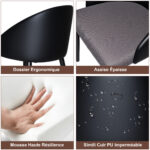 Modern Dining Chair with Ergonomic Black PU Leather Backrest, Breathable Gray Mesh Seat - Image 8
