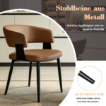 Modern Dining Chairs, Upholstered with PU Leather Cover - Ergonomic Kitchen Chairs with Curved - Image 10