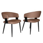 Modern Dining Chairs, Upholstered with PU Leather Cover - Ergonomic Kitchen Chairs with Curved - Image 2