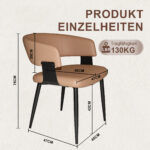 Modern Dining Chairs, Upholstered with PU Leather Cover - Ergonomic Kitchen Chairs with Curved - Image 3