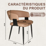 Modern Dining Chairs, Upholstered with PU Leather Cover - Ergonomic Kitchen Chairs with Curved - Image 4