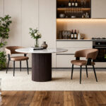 Modern Dining Chairs, Upholstered with PU Leather Cover - Ergonomic Kitchen Chairs with Curved - Image 5