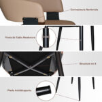Modern Dining Chairs, Upholstered with PU Leather Cover - Ergonomic Kitchen Chairs with Curved - Image 7