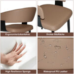 Modern Dining Chairs, Upholstered with PU Leather Cover - Ergonomic Kitchen Chairs with Curved - Image 8