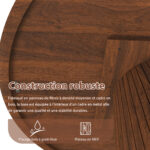 Round Kitchen Table 110 cm Country Style, MDF Tabletop with Walnut Veneer from Two Semicircles, Cylindrical - Image 12
