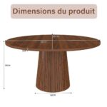Round Kitchen Table 110 cm Country Style, MDF Tabletop with Walnut Veneer from Two Semicircles, Cylindrical - Image 4