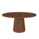 Round Kitchen Table 110 cm Country Style, MDF Tabletop with Walnut Veneer from Two Semicircles, Cylindrical - Image 6