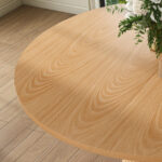 Round Kitchen Table 110 cm Country Style, MDF Tabletop with Oak Veneer from Two Semicircles, Cylindrical - Image 18
