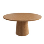 Round Kitchen Table 110 cm Country Style, MDF Tabletop with Oak Veneer from Two Semicircles, Cylindrical - Image 3