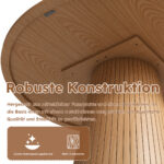 Round Kitchen Table 110 cm Country Style, MDF Tabletop with Oak Veneer from Two Semicircles, Cylindrical - Image 8