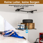 Garage Ceiling Storage with Crank System, 1.2x1.2m Steel Overhead Rack for High Rooms from 3 to 3.6m, with - Image 10