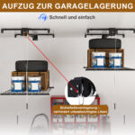 Garage Ceiling Storage with Crank System, 1.2x1.2m Steel Overhead Rack for High Rooms from 3 to 3.6m, with - Image 12