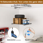 Garage Ceiling Storage with Crank System, 1.2x1.2m Steel Overhead Rack for High Rooms from 3 to 3.6m, with - Image 14