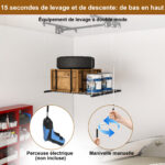 Garage Ceiling Storage with Crank System, 1.2x1.2m Steel Overhead Rack for High Rooms from 3 to 3.6m, with - Image 15