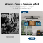Garage Ceiling Storage with Crank System, 1.2x2.4m Steel Overhead Rack for High Rooms from 3 to 3.6m, with - Image 10