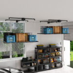 Garage Ceiling Storage with Crank System, 1.2x2.4m Steel Overhead Rack for High Rooms from 3 to 3.6m, with - Image 16