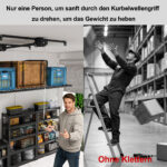Garage Ceiling Storage with Crank System, 1.2x2.4m Steel Overhead Rack for High Rooms from 3 to 3.6m, with - Image 7