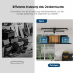 Garage Ceiling Storage with Crank System, 1.2x2.4m Steel Overhead Rack for High Rooms from 3 to 3.6m, with - Image 9