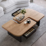 Modern Coffee Table with LED, Eco-Friendly Wood, 2-in-1 Design, Freely Movable