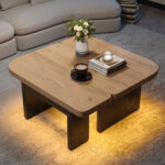 Modern Coffee Table with LED, Eco-Friendly Wood, 2-in-1 Design, Freely Movable - Image 10