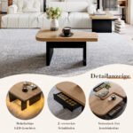 Modern Coffee Table with LED, Eco-Friendly Wood, 2-in-1 Design, Freely Movable - Image 11