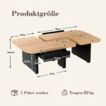 Modern Coffee Table with LED, Eco-Friendly Wood, 2-in-1 Design, Freely Movable - Image 2