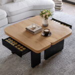 Modern Coffee Table with LED, Eco-Friendly Wood, 2-in-1 Design, Freely Movable - Image 3