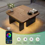 Modern Coffee Table with LED, Eco-Friendly Wood, 2-in-1 Design, Freely Movable - Image 4