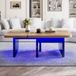 Modern Coffee Table with LED, Eco-Friendly Wood, 2-in-1 Design, Freely Movable - Image 7