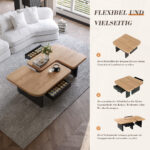 Modern Coffee Table with LED, Eco-Friendly Wood, 2-in-1 Design, Freely Movable - Image 9