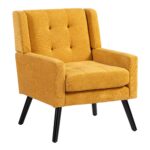Polsterstuhl mit Knopfpolsterung aus Wildleder – Mid-Century-Modern-Sessel mit Hochdichtschaumkissen - Image 12