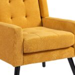 Polsterstuhl mit Knopfpolsterung aus Wildleder – Mid-Century-Modern-Sessel mit Hochdichtschaumkissen - Image 17
