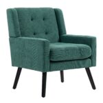 Polsterstuhl mit Knopfpolsterung aus Wildleder – Mid-Century-Modern-Sessel mit Hochdichtschaumkissen - Image 11