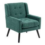 Polsterstuhl mit Knopfpolsterung aus Wildleder – Mid-Century-Modern-Sessel mit Hochdichtschaumkissen - Image 12