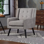 Polsterstuhl mit Knopfpolsterung aus Wildleder – Mid-Century-Modern-Sessel mit Hochdichtschaumkissen