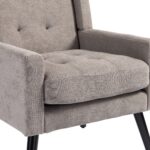 Polsterstuhl mit Knopfpolsterung aus Wildleder – Mid-Century-Modern-Sessel mit Hochdichtschaumkissen - Image 20