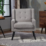Polsterstuhl mit Knopfpolsterung aus Wildleder – Mid-Century-Modern-Sessel mit Hochdichtschaumkissen - Image 5