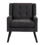 Polsterstuhl mit Knopfpolsterung aus Wildleder – Mid-Century-Modern-Sessel mit Hochdichtschaumkissen - Image 11