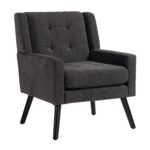 Polsterstuhl mit Knopfpolsterung aus Wildleder – Mid-Century-Modern-Sessel mit Hochdichtschaumkissen - Image 12